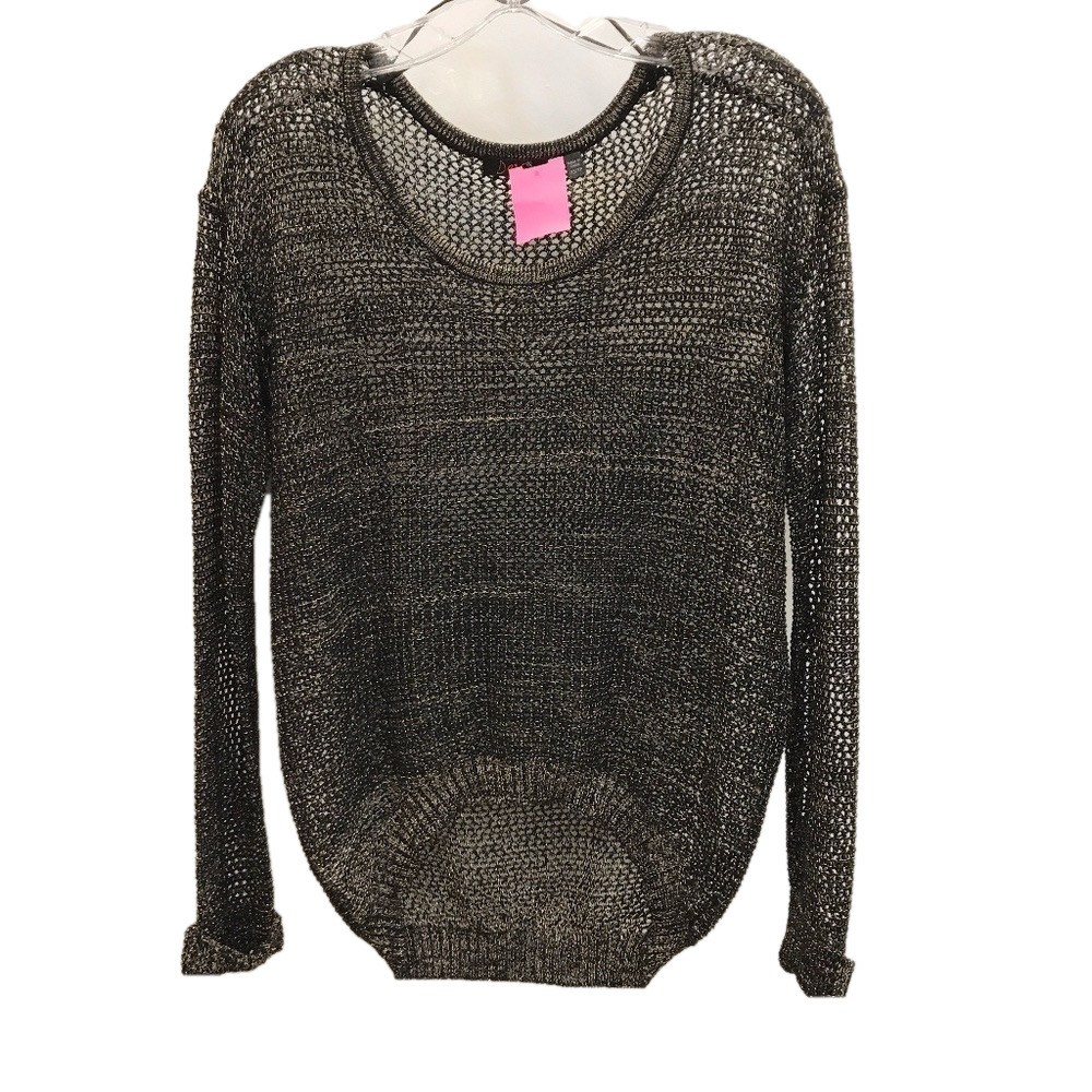 Dex Black and Gold Open Weave Sweater